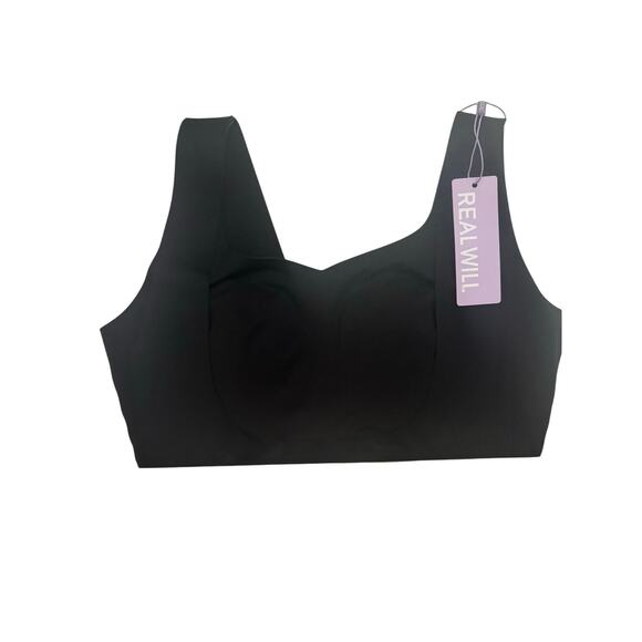 NWT REAL WILL Sculpt Minimizer push up wireless bra wide straps black Large - Picture 6 of 8